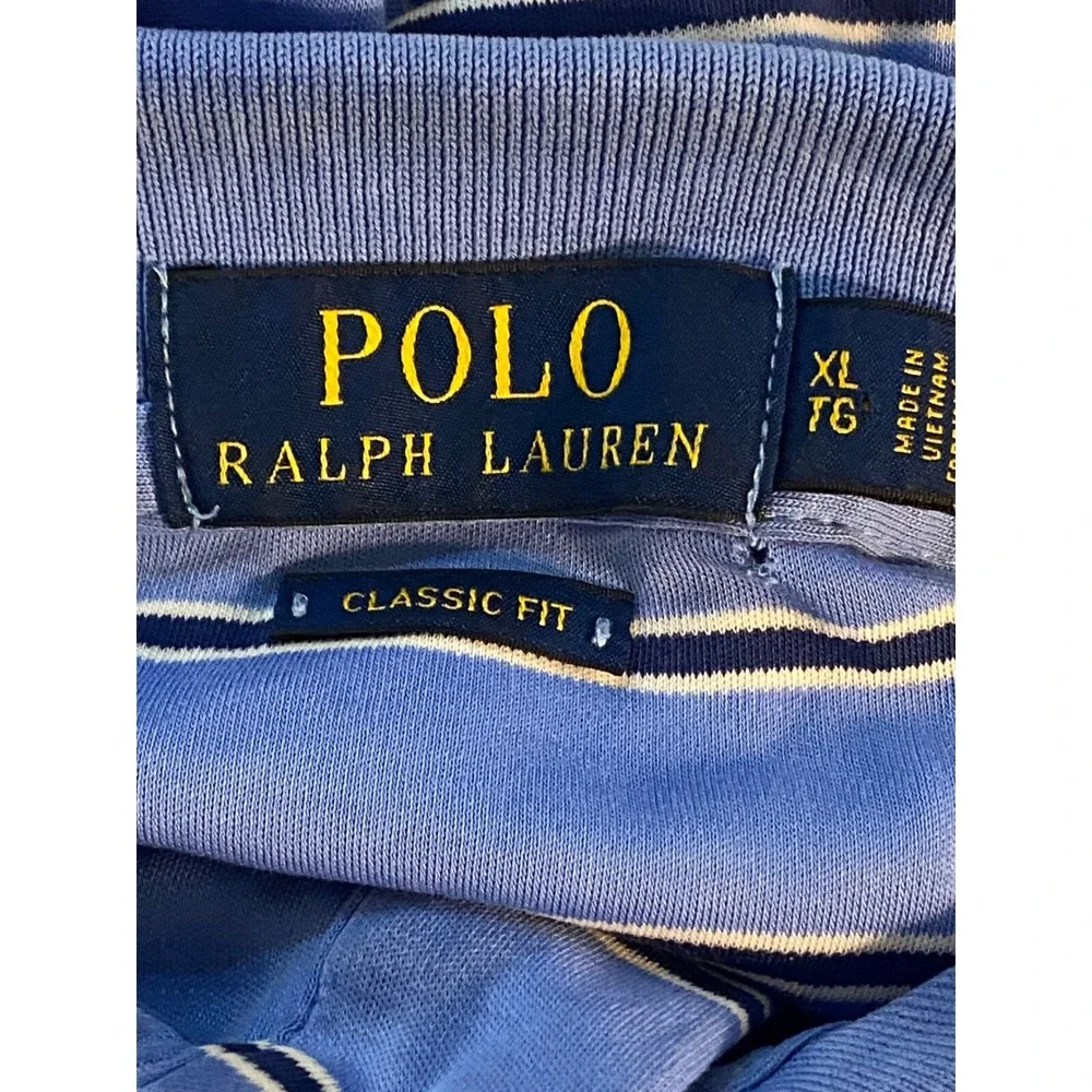 Polo Ralph Lauren Polo‎ Size XL Classic Fit Blue Striped Casual Preppy